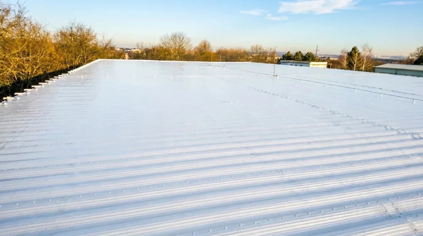 Komerční budova — plechová střecha - Po